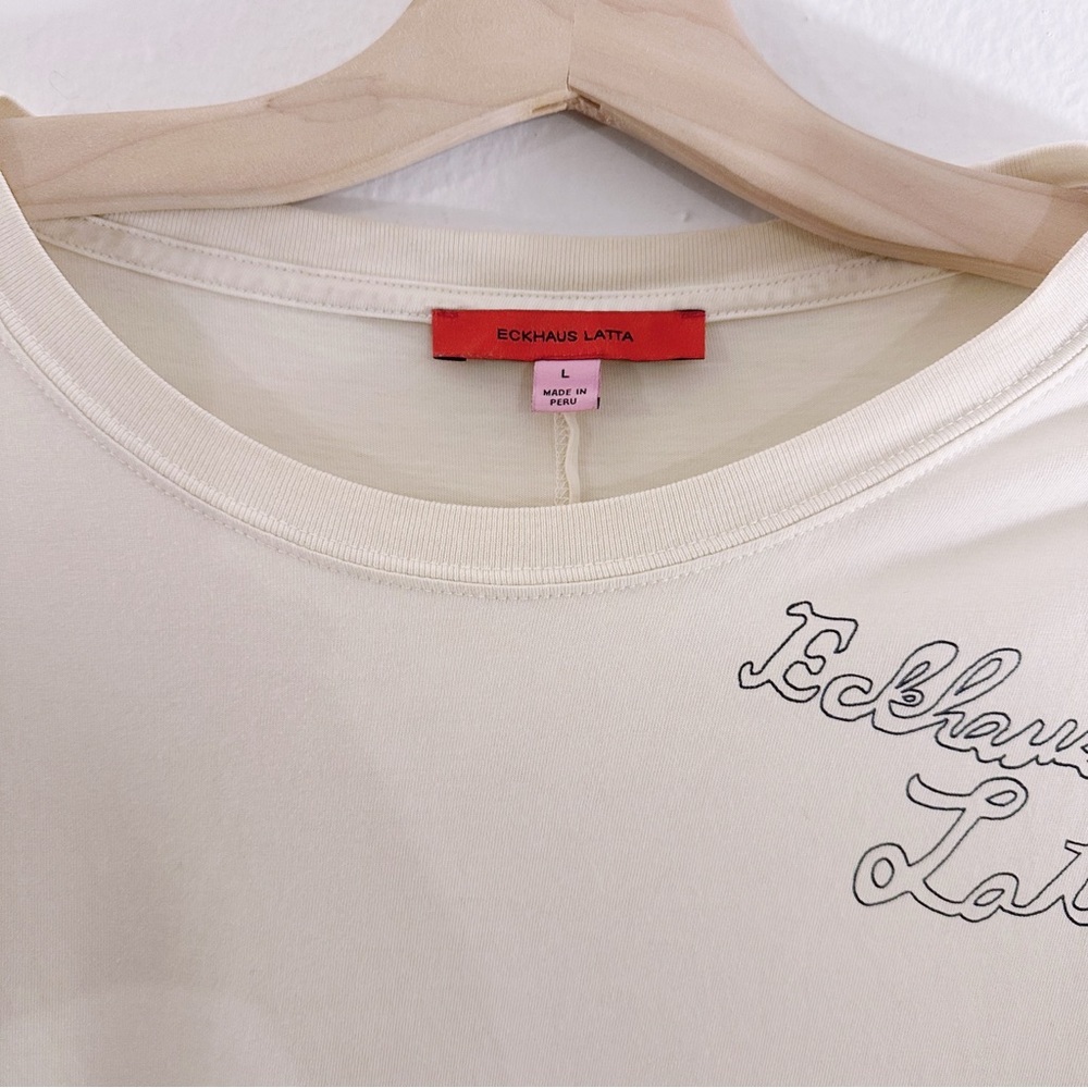 Eckhaus Latta Yellow Three Dogs T-Shirt Cream Tee Panelled Graphic - Picture 3 of 7